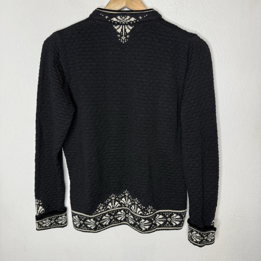 Dale Of Norway Black White Norwegian Merino Wool Cardigan Sweater Womens Medium - Picture 5 of 14